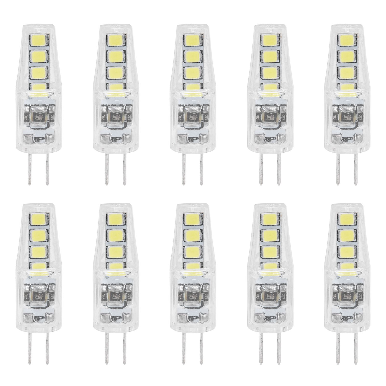 10Pcs G4 8LED Light 2835 Lamp Chips 2W 360 Angle PC Lamp Bulb for Home Office 220VWhite Light
