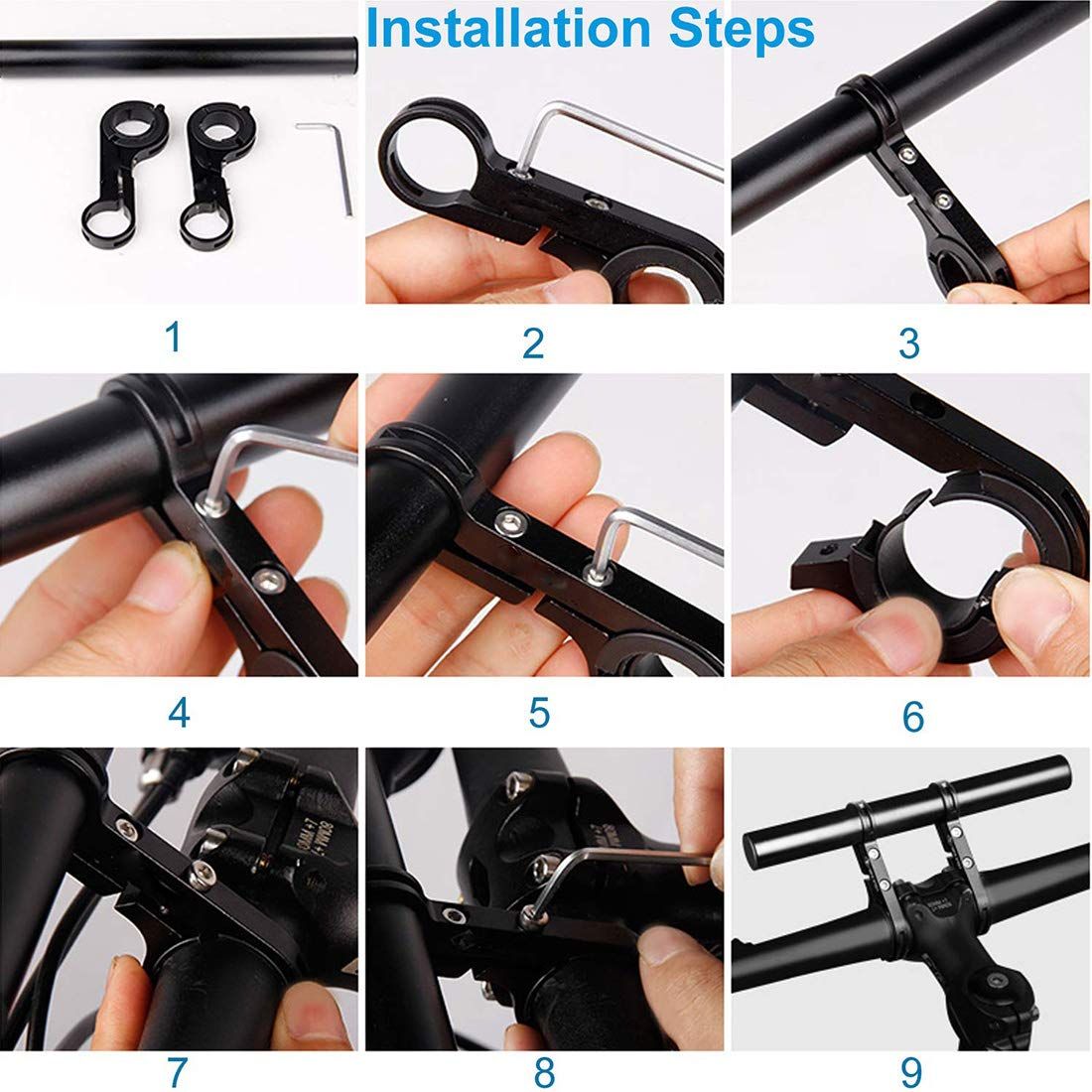 Bike Bicycle Double Handlebar Extender Extension,11.8"(30 cm) Aluminum alloy Super Long Bracket Accessories,For Bike Mounts — image 5