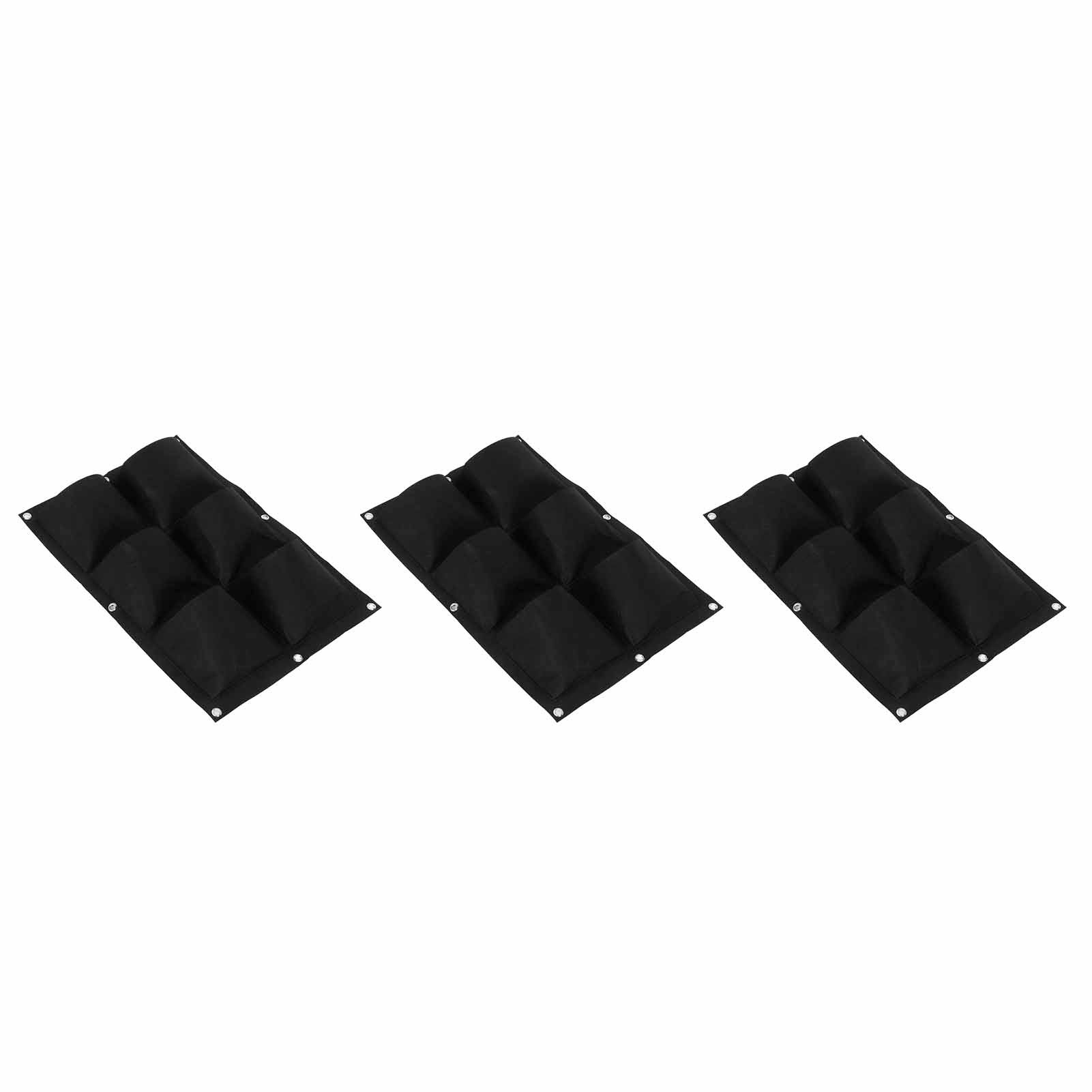 3Pcs 6 Pocket Plant Growing Bag Degradable Wall Hanging Felt Planter Bags Garden ToolBlack — image 3