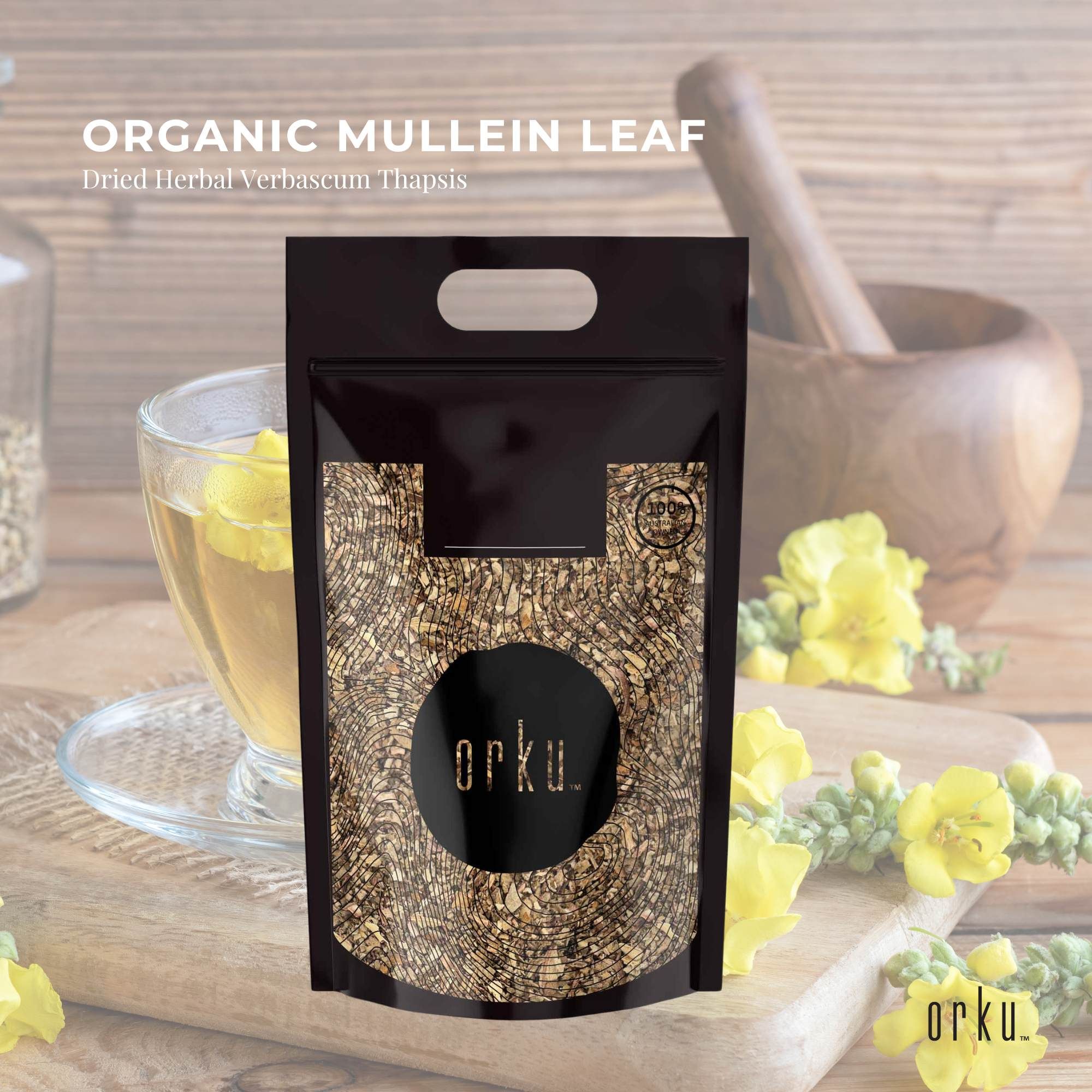 Orku 400g Organic Mullein Leaf - Dried Herbal Botanical Verbascum Thapsis โ image 2
