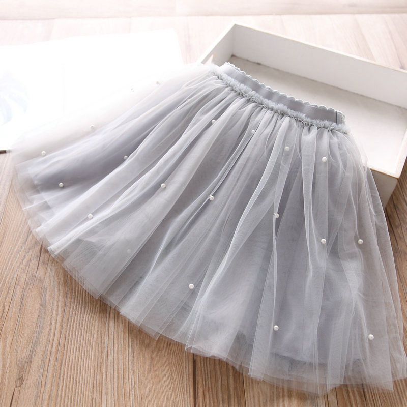 Girls Cotton Cake Skirt Princess Grey White 110 — image 2