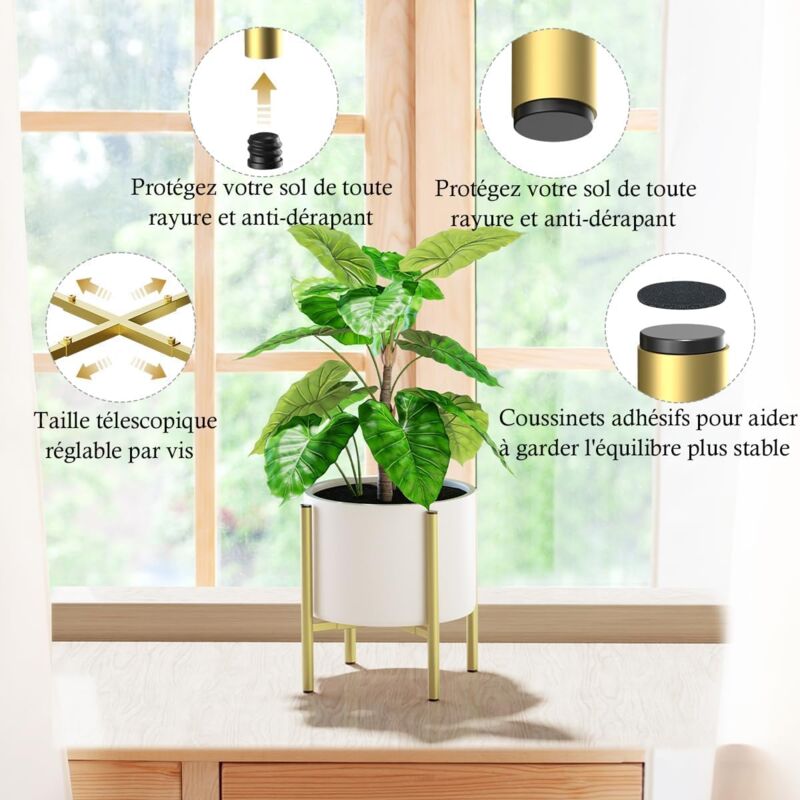 Plant Stand, Simple Style Metal Plant Shelf, Indoor And Outdoor Flower Pot Holder Adjustable Width For 20-30Cm Pots — image 4
