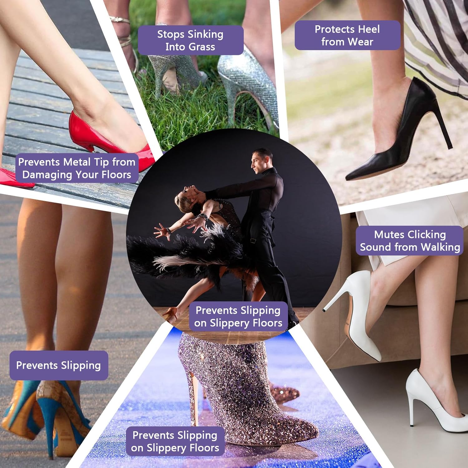Heel protectors - U-shaped - 4 sizes - Black - 12 pairs - Non-slip - Sound-dampening - Heel protection - Heel protectors - Suitable for stilettos β image 6