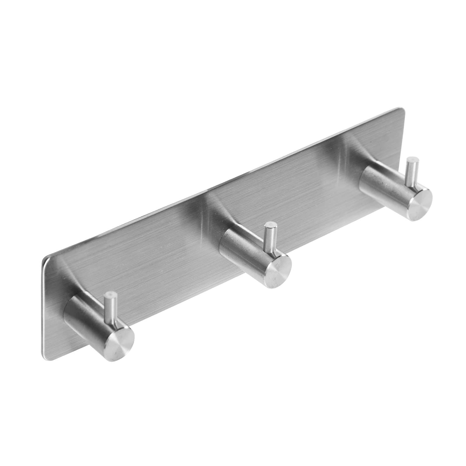 Wall Hooks self adhesive towel rack Stick On Wall Coats Hooks Brushed nickel Adhesive hanger for Kitchen, Door, Key, 3 Hooks Silver — image 3