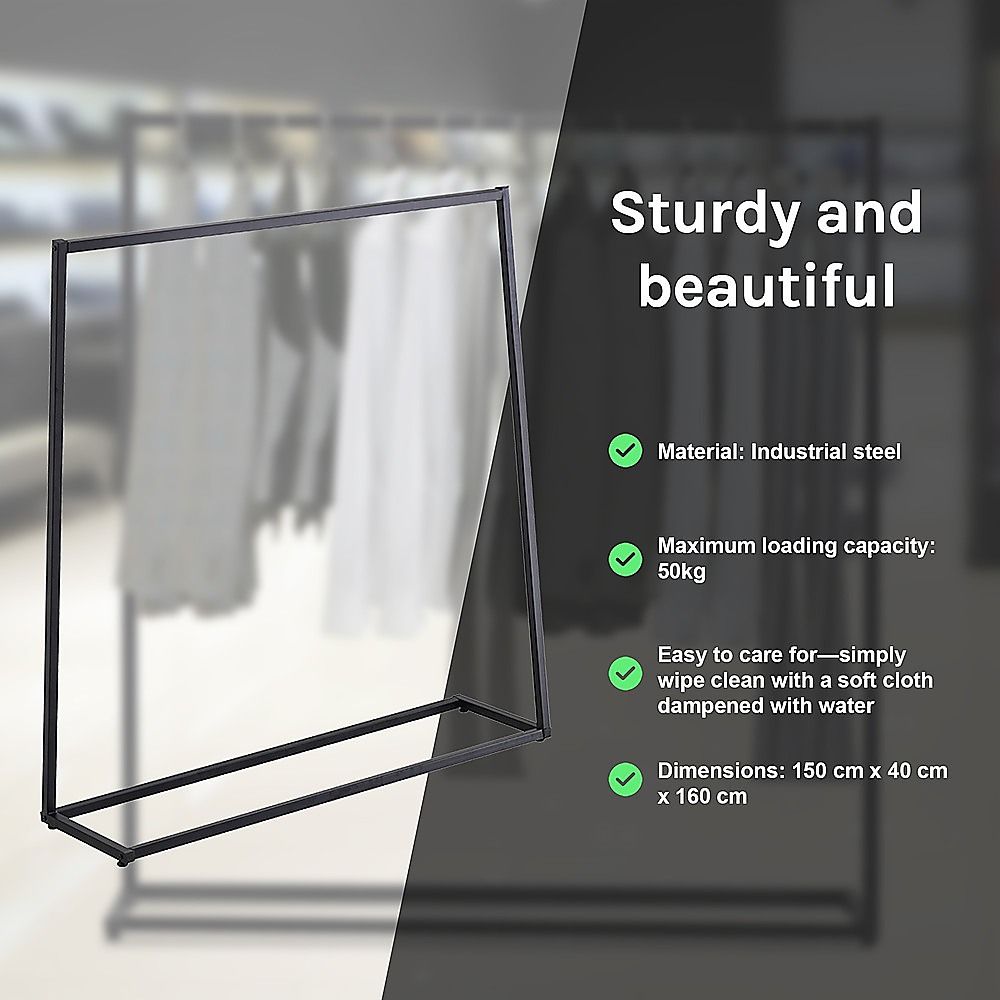 Commercial Clothing Garment Rack Retail Shop Black — image 4