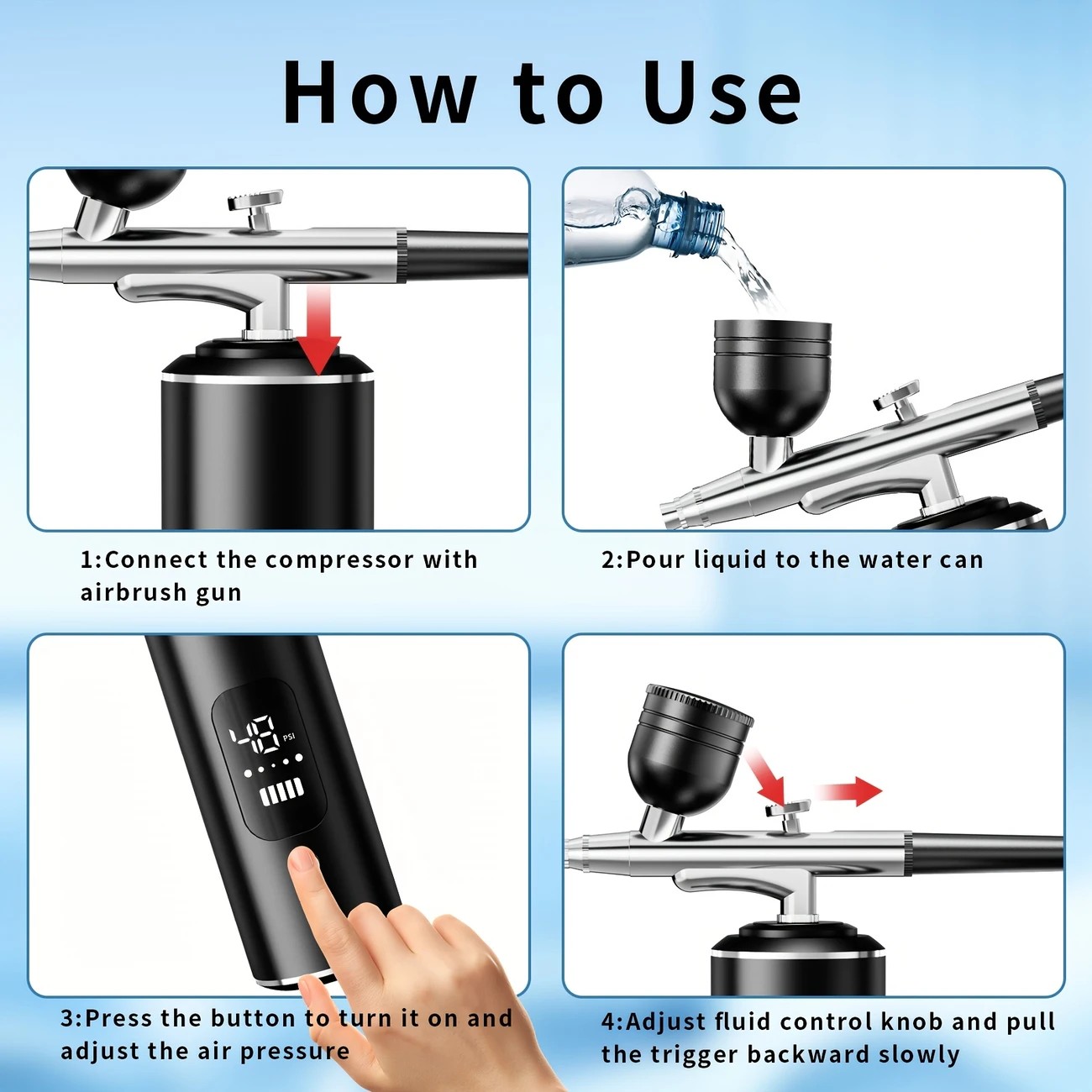 Pink Portable Wireless Airbrush Kit, ideal for nail art, painting, cake decoration, and makeup. Rechargeable design, perfect for both amateurs and โ image 3
