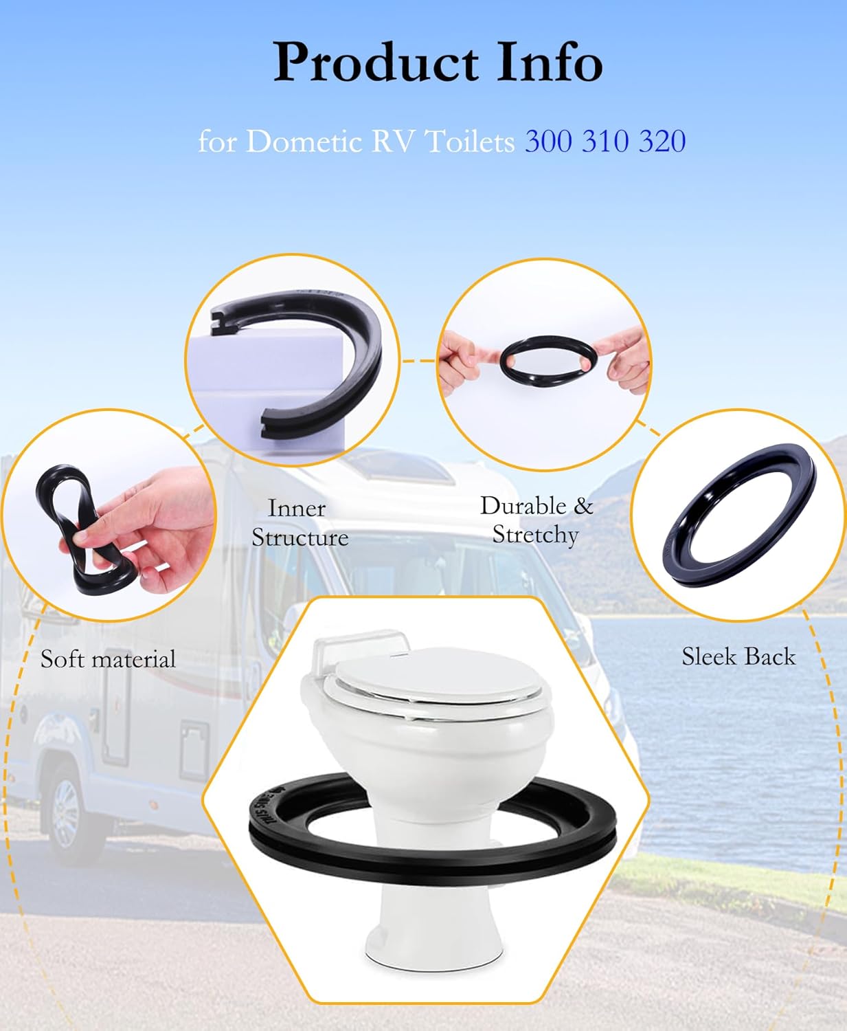 RV Toilet Seal Replacement 2-Pack for Dometic 300/310/320 Toilets, High-Grade Flush Ball Seal Gasket Kit 385311658 - Durable Rubber, Easy Installation, Fix โ image 4