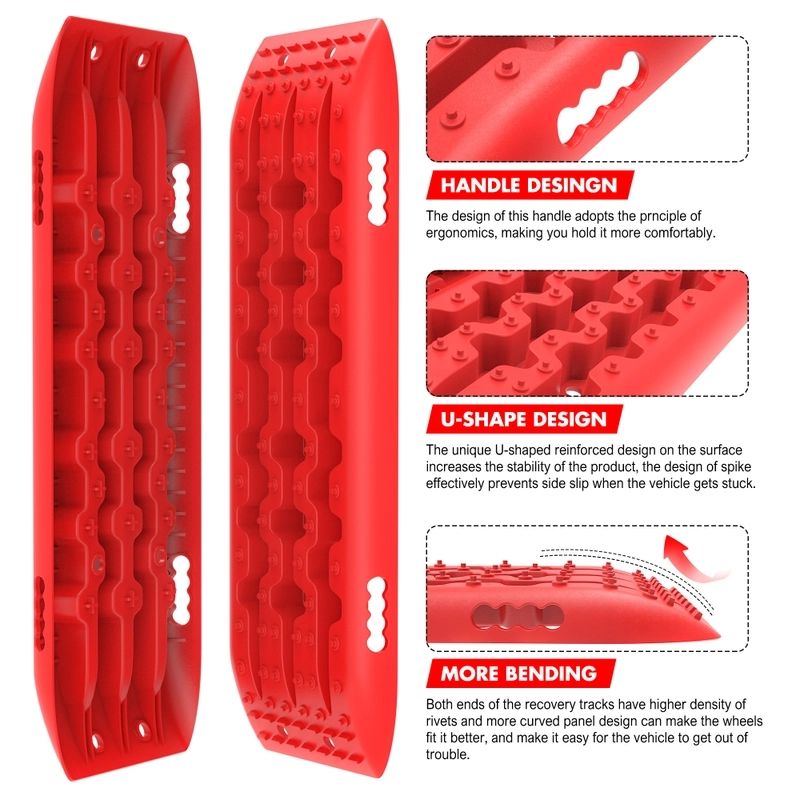 X-BULL Recovery tracks 10T 2 Pairs/ Sand tracks/ Mud tracks/ Mounting Bolts Pins Gen 2.0 -Red — image 4