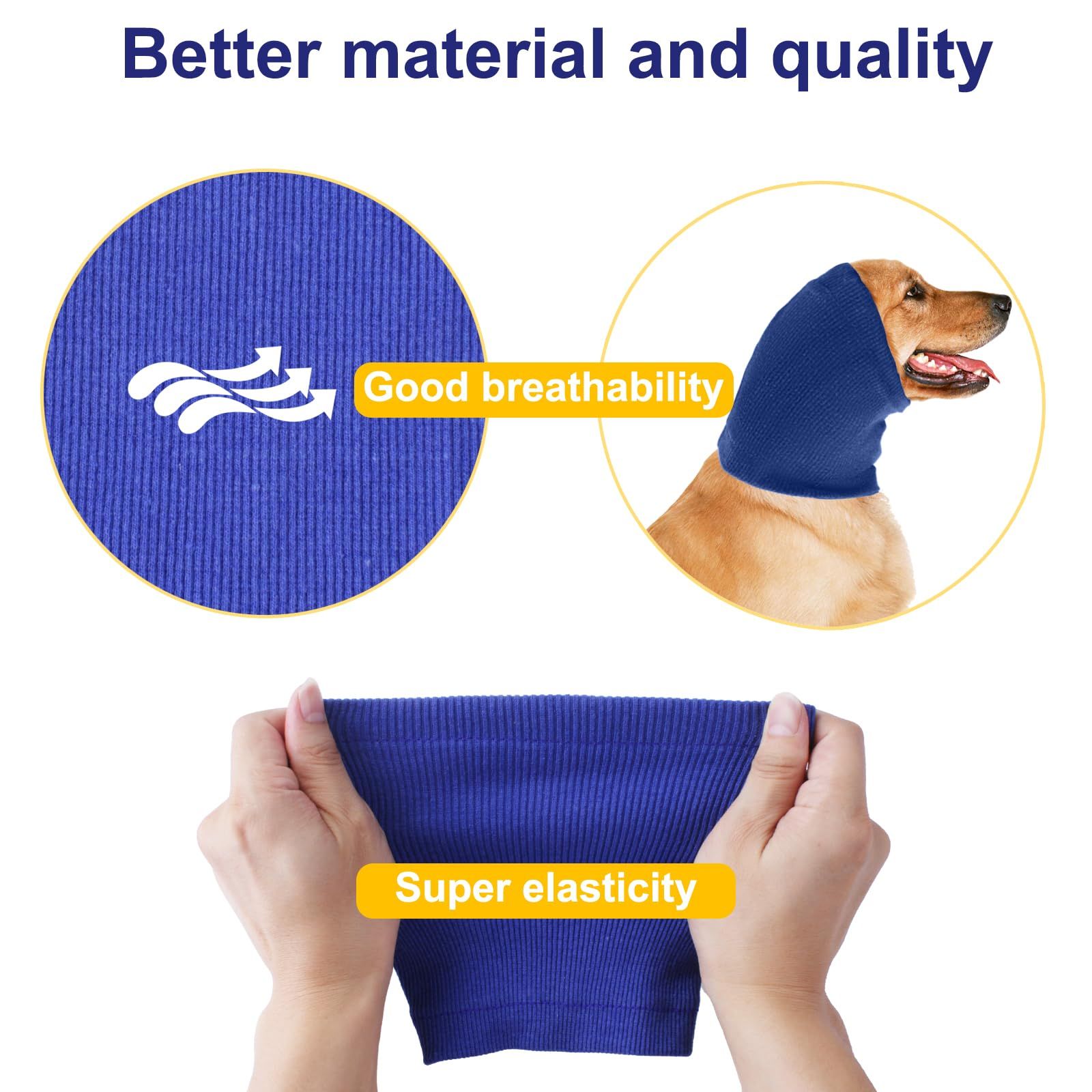 Pet Hoodie, Dog Neck and Ears Warmer Pet Dog Comforting Headgear Anti-Fright Doggie Ear Muffs Thunder Dog Ear ,Blue M — image 4