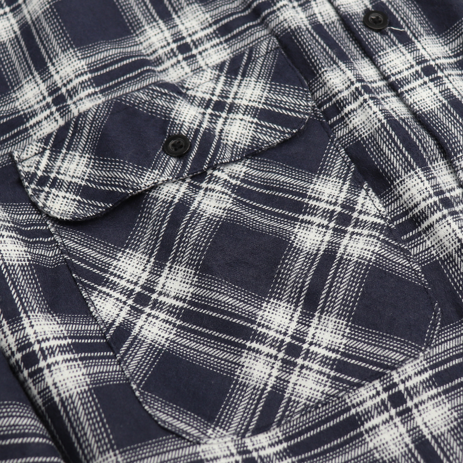 Men's 100% Cotton Flannelette Shirt Long Sleeve Plaid Check Flannel w Pockets, Midnight Navy Plaid, L โ image 5