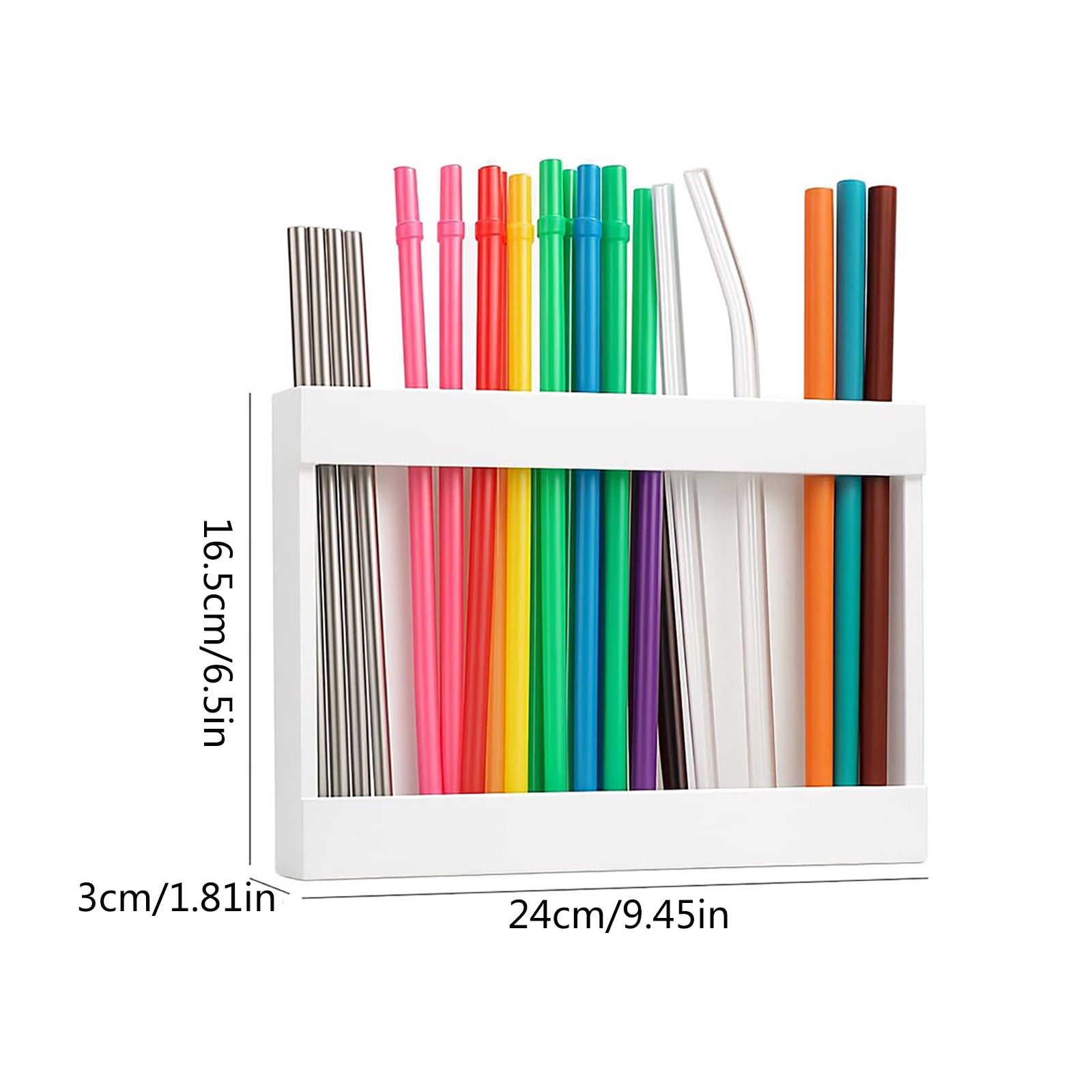 Acrylic Straw Holder for Cabinet, Reusable Tumbler Straw Organizer Storage Container Straw Holder for Counter Cabinet Cupboard Kitchen White — image 3