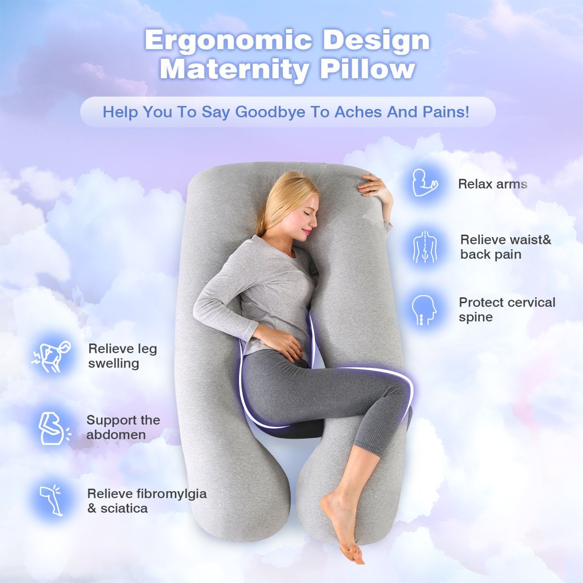 Maternity Pillow U-Shaped Pregnancy Pillow Pregnancy Body Pillow Breastfeeding - Teal - Size 70-130cm โ image 3