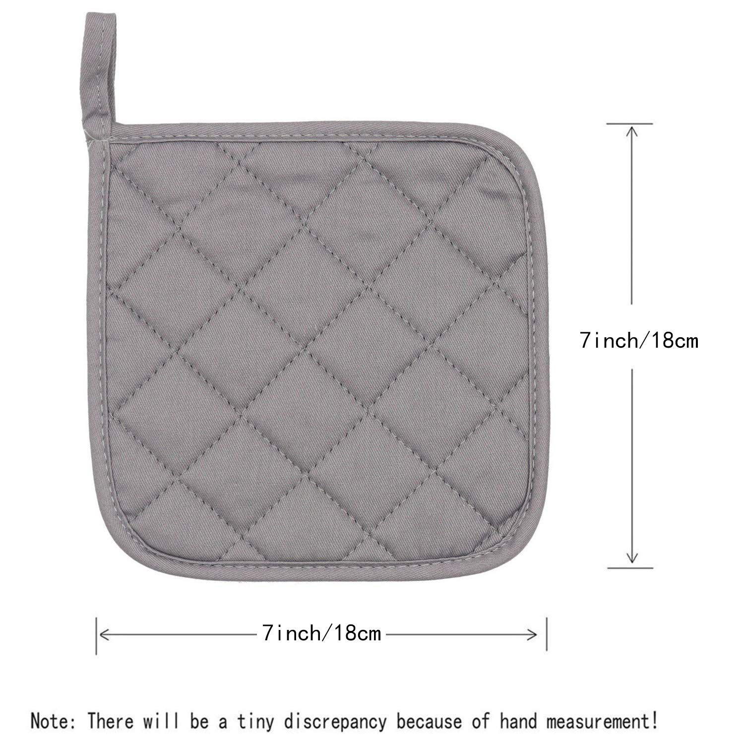 4 Pack Heat Resistant Pot Holders - Green Cotton Silver Coated Quilted Kitchen Heat Pads Non Slip Oven Mats 18x18cm Baking Cooking Microwave Use Durable โ image 6