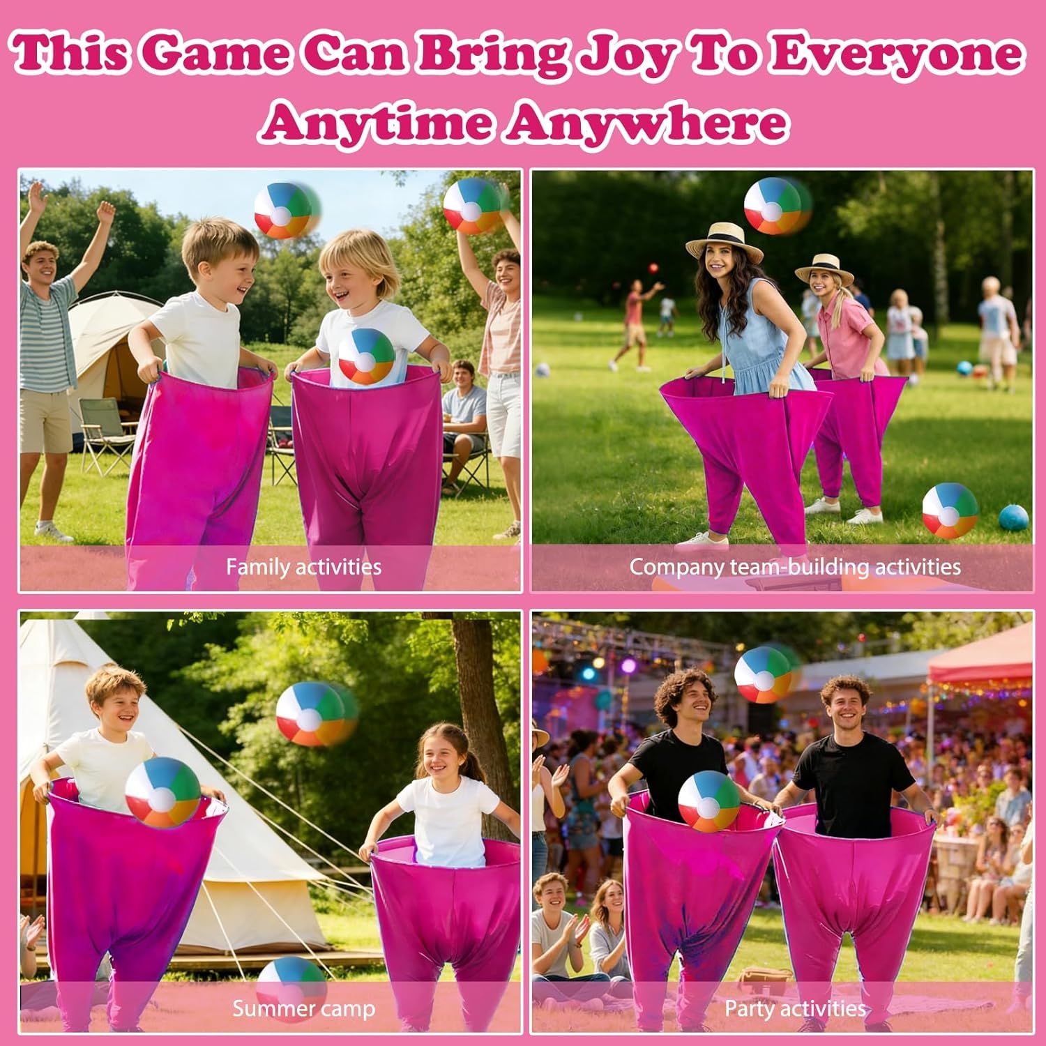 Granny Pants Yard Game Set Giant Outdoor Party Activity for Kids and Adults, Big Pants Ball Catching Set with 4 Balloons and Pump, Funny Lawn Activity, Ring — image 5