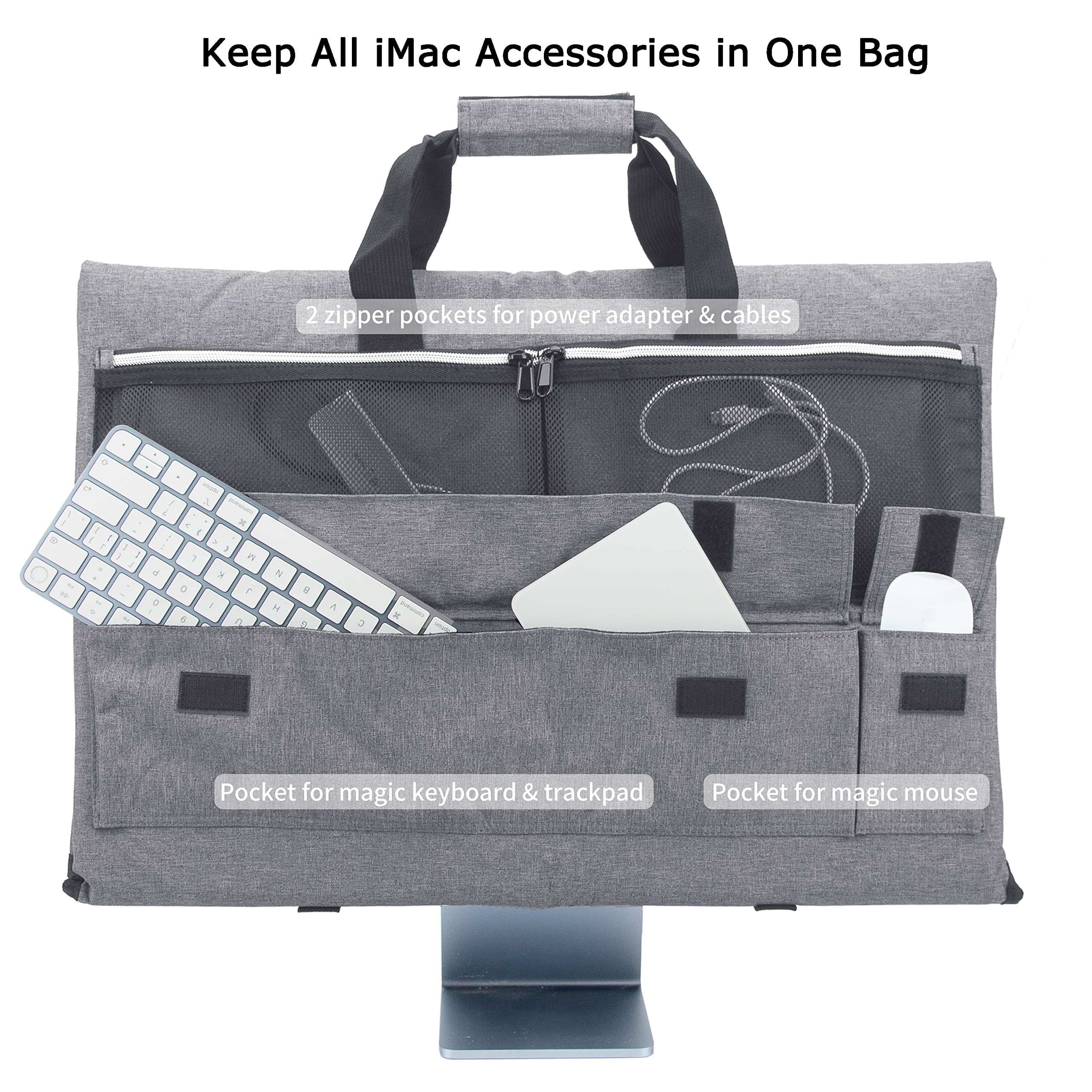Travel Carrying Case for 24'' Desktop Computer, Protective Storage ,with Carry Handle for 24 inch Screen and Accessories (Grey) — image 3