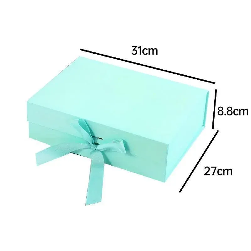 Elegant Ribbon Flip Folding Gift Boxes Multiple Colors High-Quality Cardboard - Orange — image 4