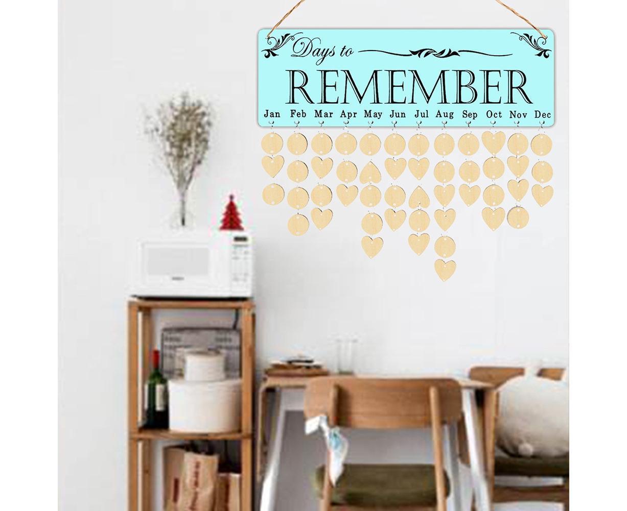 Wooden Wall Hanging DIY Calender Birthday Reminder Plaque Pendant Home Decor- F โ image 6