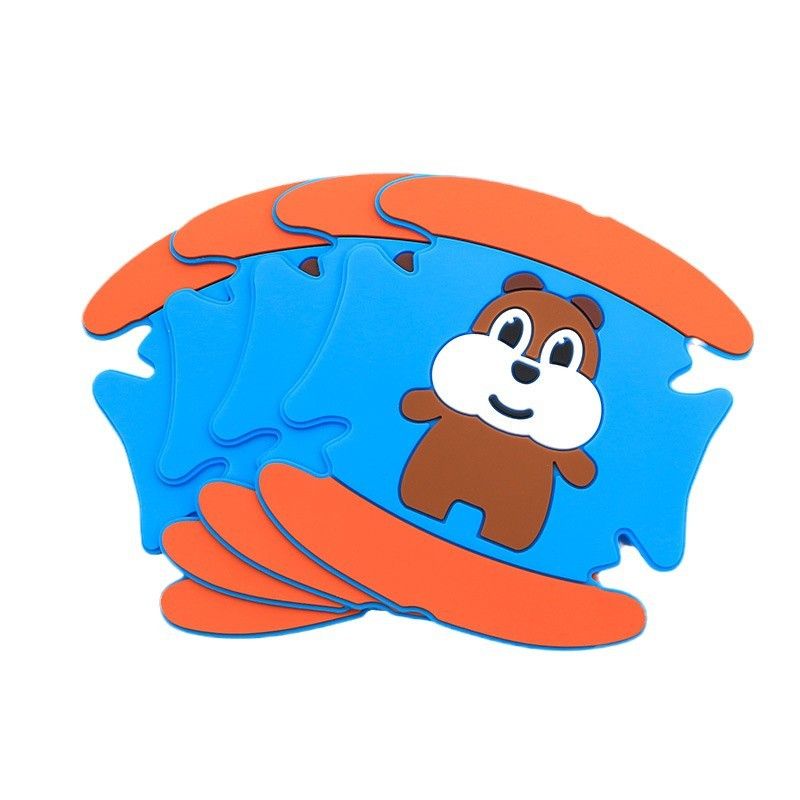 Car Door Handle Protector Cartoon PVC Strip 4pcs RUNDONG Car door wrist anti-scratch protective glue (4 pieces)/little fat duck — image 5