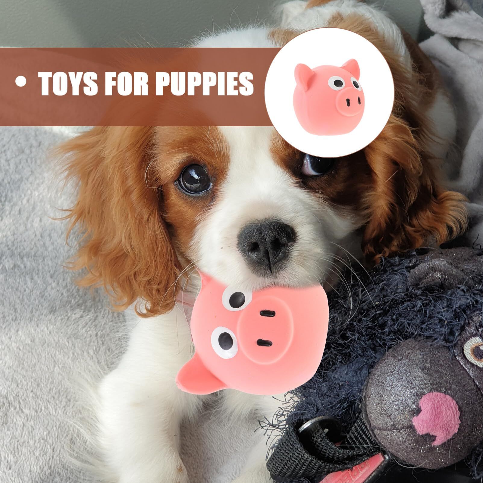Dog Pig Head Toys Squeaky Dog Ball Toys Latex Ball Dog Interactive Toys Dog Squeaky Animal Biting Toys for Small Pet — image 3