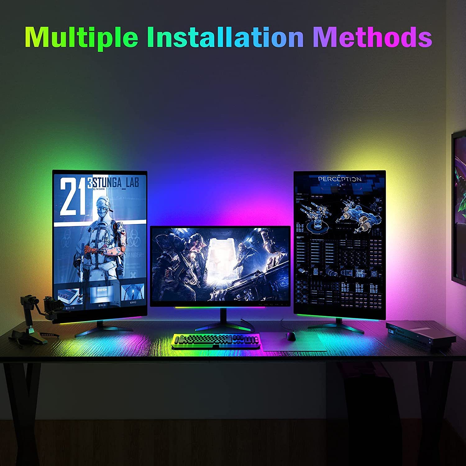 2 Pcs RGB LED Gaming Light Bar - Dual Color Temperature & Adjustable RGB Effects, USB-Powered Backlight for Monitors, Remote & Button Control, 30cm Lightweight โ image 3