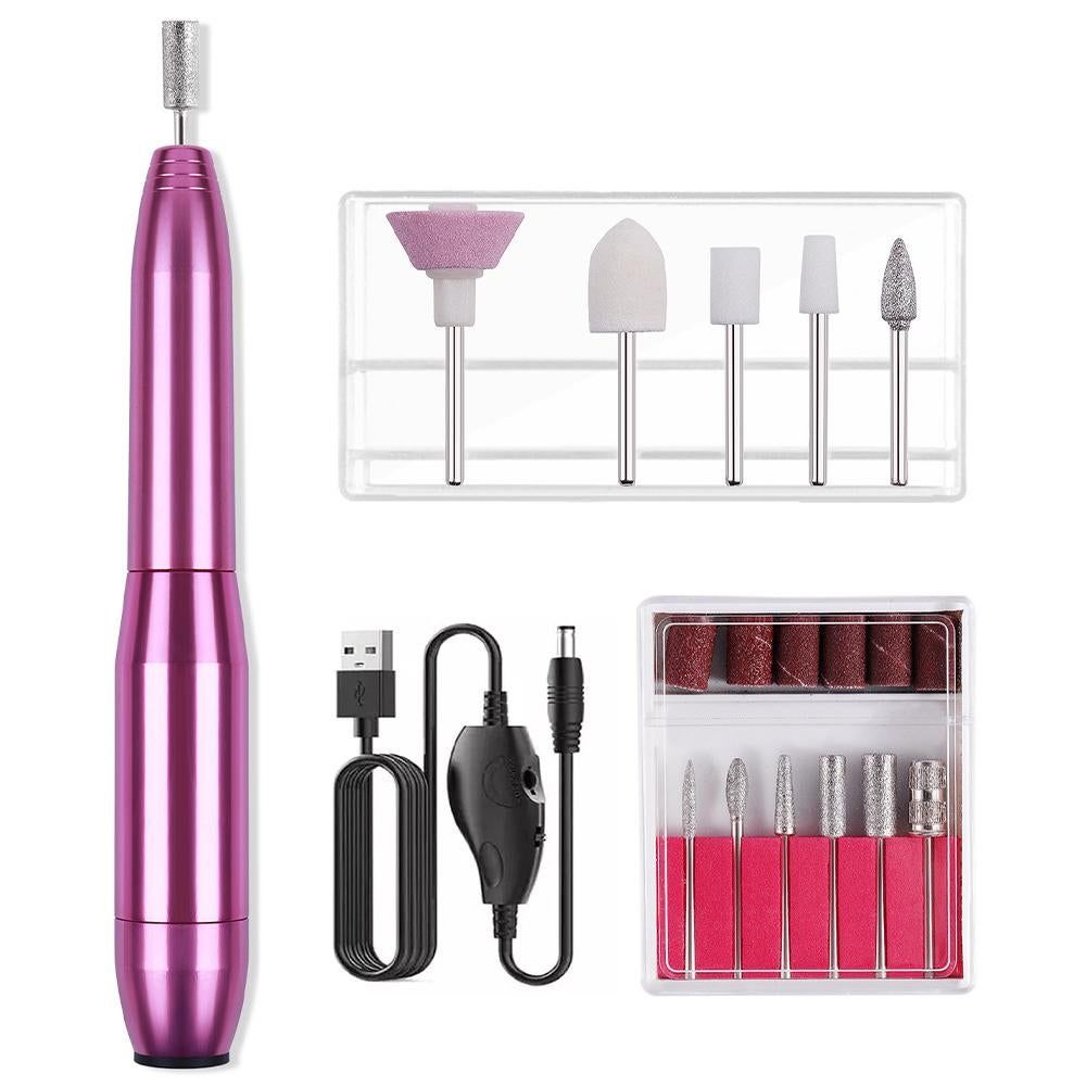 Electric Nail Drill Kit Cordless Nail Drill Portable USB Rechargeable Manicure Pedicure Tools for Acrylic Gel Nails -Silver — image 4