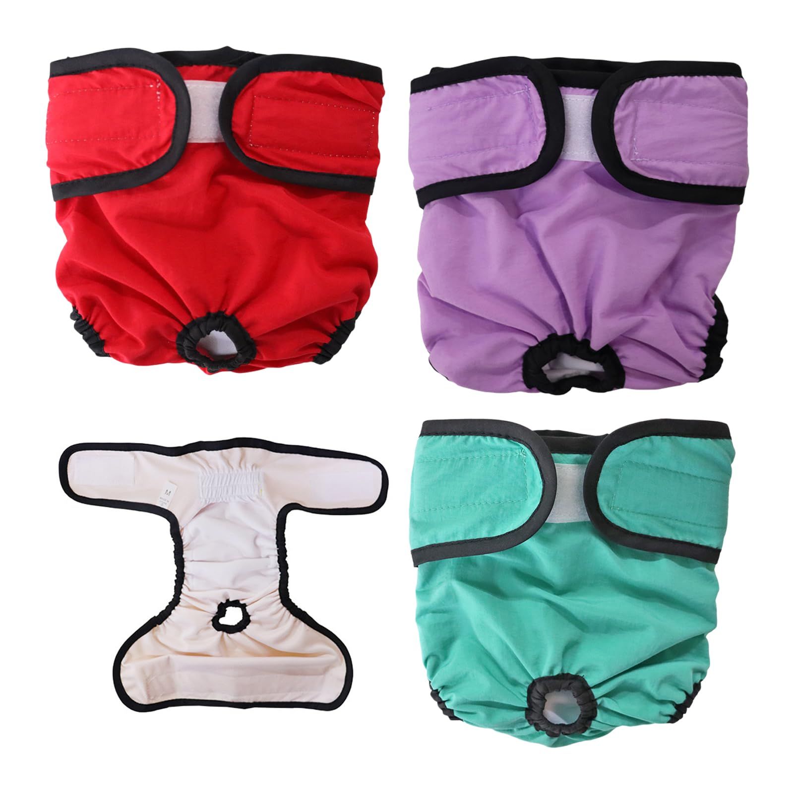 Teamoy 4pcs Washable Female Dog Diapers, Reusable Doggie Diaper Wraps for Female Dogs, Super-Absorbent and Comfortable, Small โ image 2
