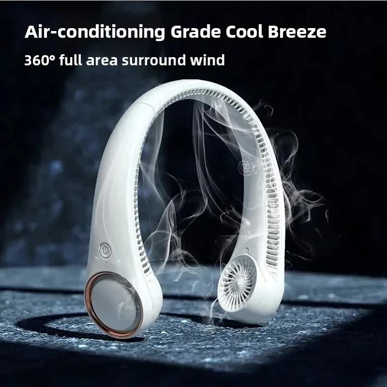 Portable Neck Fan 4000mAh Rechargeable Bladeless Personal Fan 3 Speeds Quiet Hands Free Cooling Device with 360 Airflow USB Type-C for Travel Outdoor White — image 2