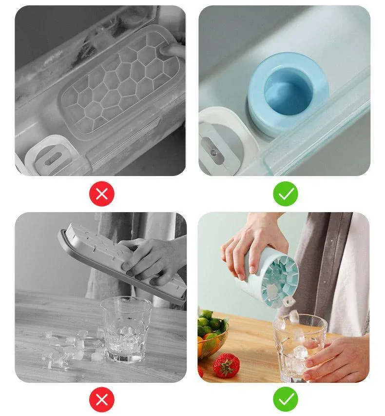 Silicone Ice Cube Tray Mould Ice Box Compartment Bucket for Easy Ice Making - Blue — image 6