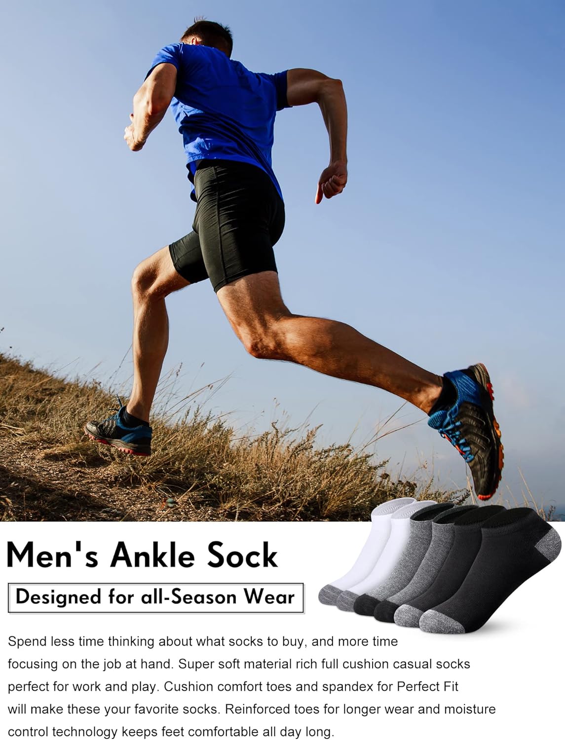 150 Pairs Men's Cushion Ankle Socks Breathable Casual Comfort Men Low Cut Sock for Sports Outdoor Running โ image 6