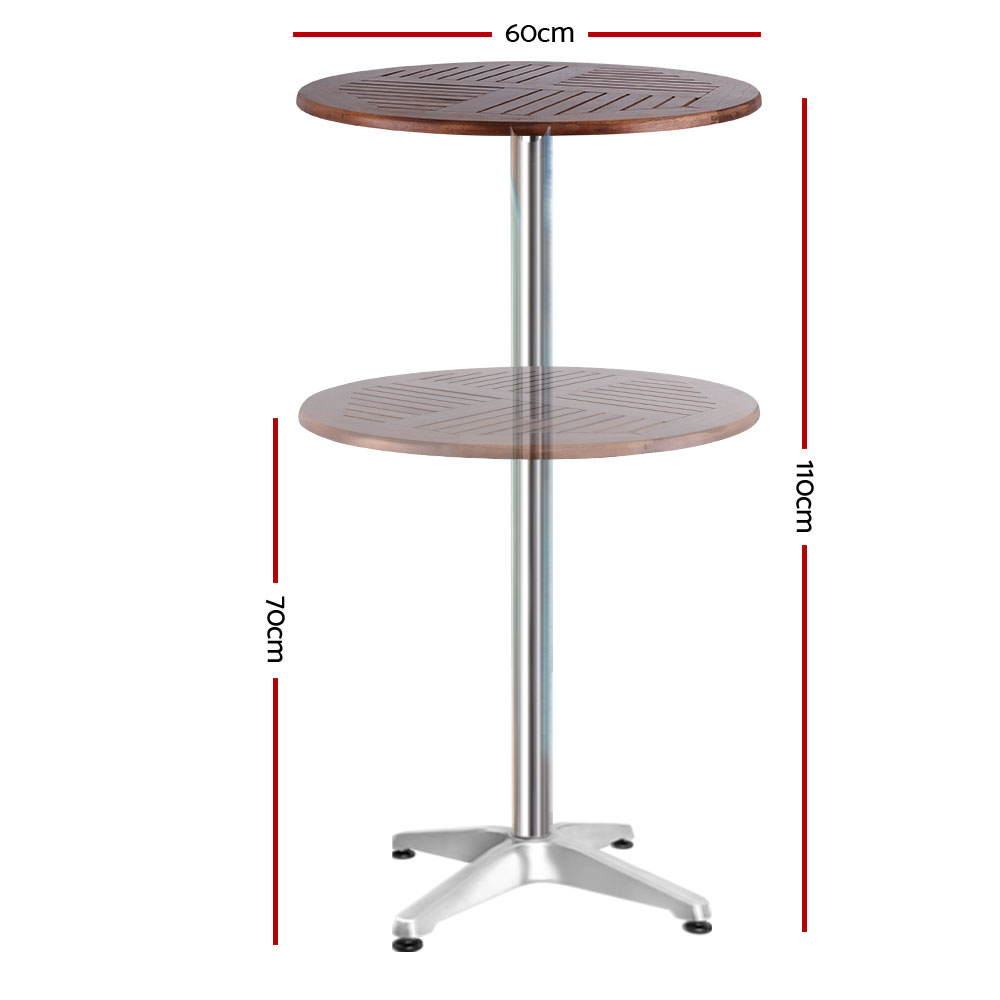 Gardeon Outdoor Bar Table Wooden Cafe Table Aluminium Pole Round โ image 2