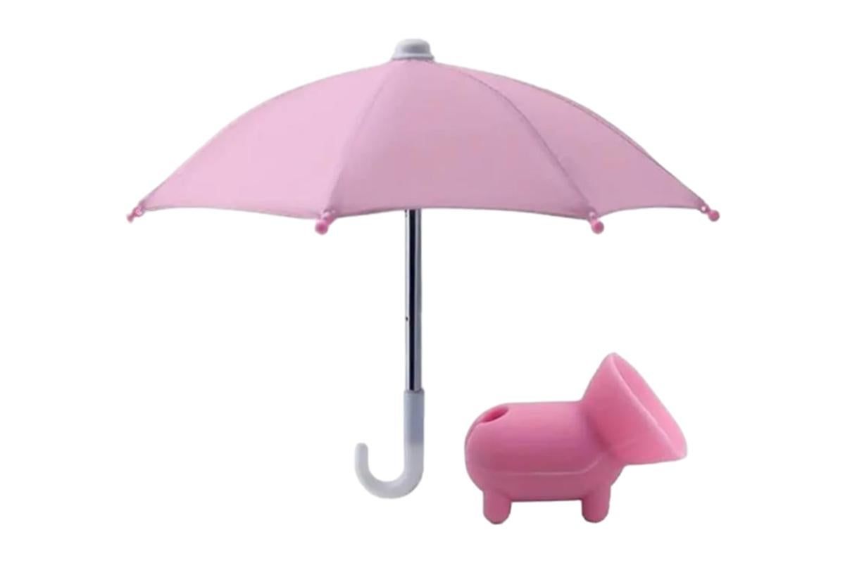 Phone Umbrella with Suction Cup Stand Universal Adjustable Piggy Anti-Glare Sun Shade -Pink — image 2