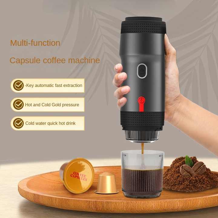 Black Portable Fully Automatic Espresso Coffee Machine - Universal 3-in-1 Capsule, Coffee Powder & Espresso Maker — image 2