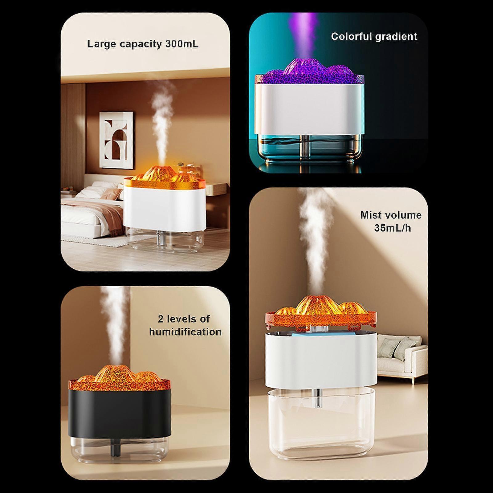 300ml Flame Effect Aromatherapy Humidifier with LED Light, Quiet USB Humidifier โ image 2