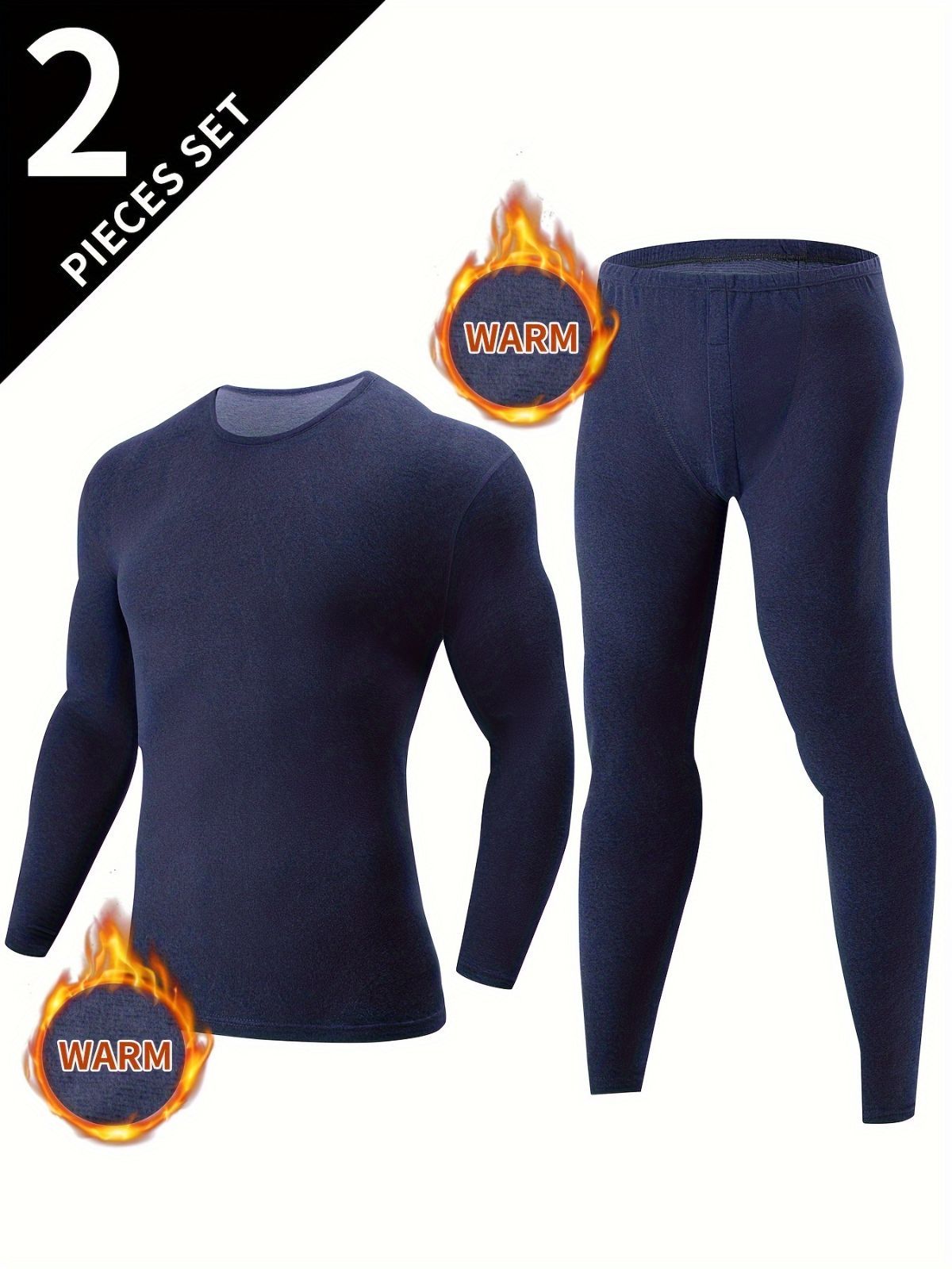 Men's Thermal Underwear Set 2-Piece Long Sleeve Top & High-Waist Pants - Gray - Size S(AU S/EU46) โ image 3