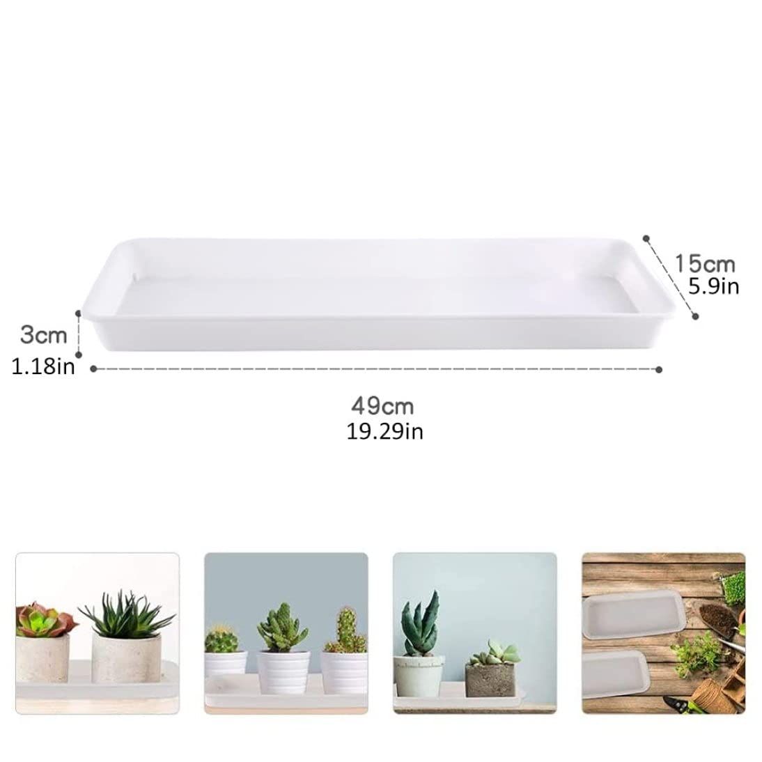 Plastic Plant Pot Rectangle Heavy Duty Large Flowerpot Tray Resin Plant Drip Saucer Base Flower Box Saucer Suitable for Long Planter — image 5
