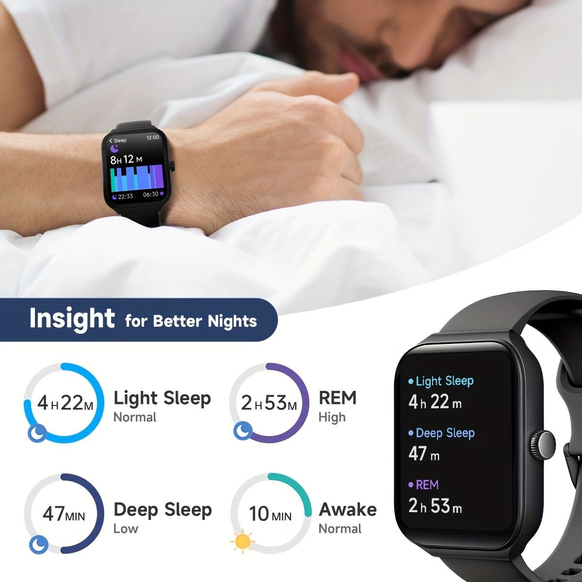 Smartwatch, men's and women's, 4.95cm fitness tracker, supports answering/making calls, wireless/睡Sleep tracking / 50 exercise modes, fitness watch, holiday — image 4