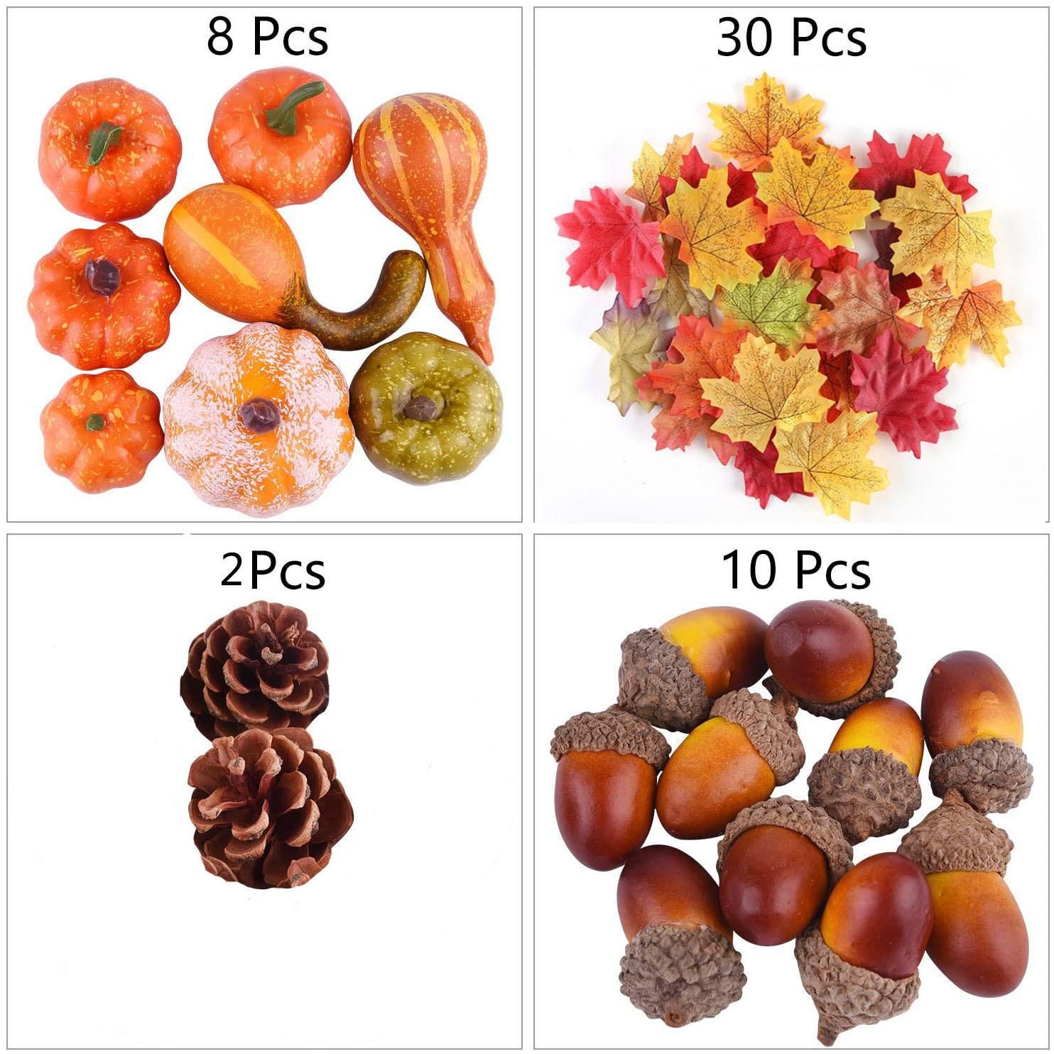 50pcs Halloween Decor Props Artificial Mini Pumpkin Berries Maple Leaf DIY Craft for Halloween Party Decoration — image 3