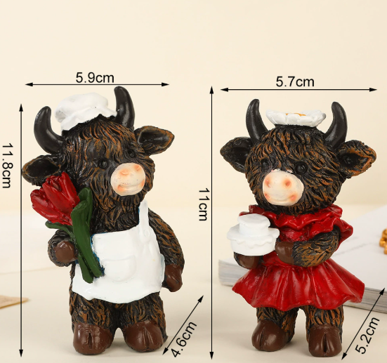 Cute Ox Figurine Decor - Rose Flower Bull Desktop Ornament, Zodiac Craft Gift for Girlfriend & Friends — image 2