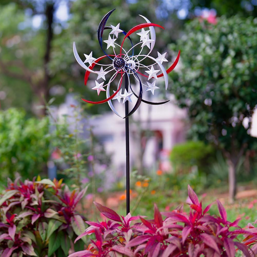Tall Wind Spinners Outdoor Metal Large, Red White and Blue Wind Spinners for Yard and Garden Outside Patio Lawn Decor — image 4