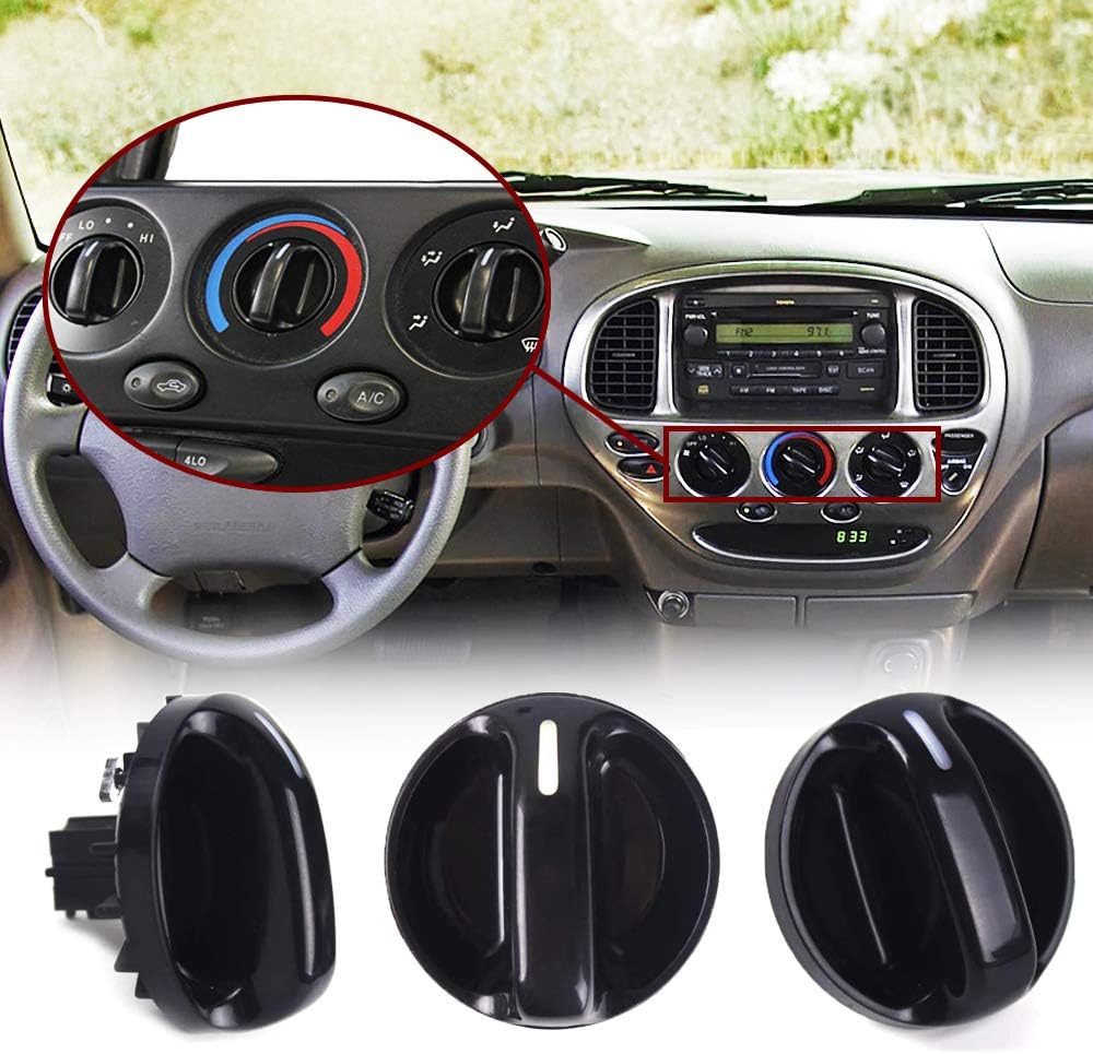3Pcs Tundra AC Knobs Replacement Compatible with 2000 2001 2002 2003 2004 2005 2006 Toyota Tundra A/C Air Conditioner Heater Blower Fan Control Knob