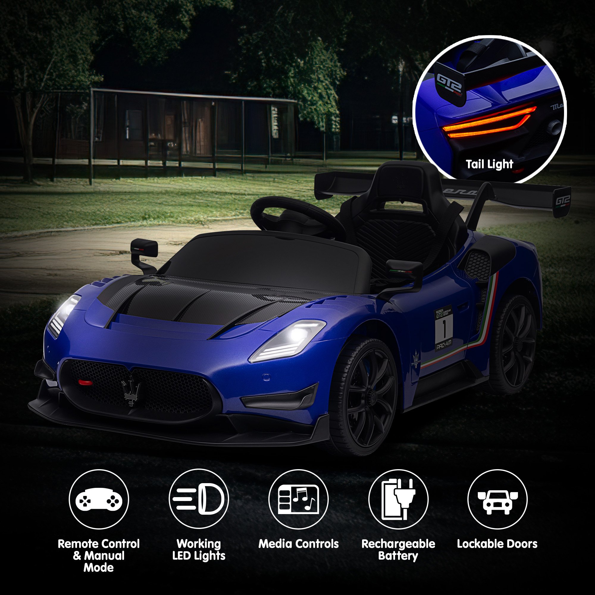 Kahuna Maserati MC20 GT2 Licensed Electric Kids Ride On Race Car Blue โ image 5