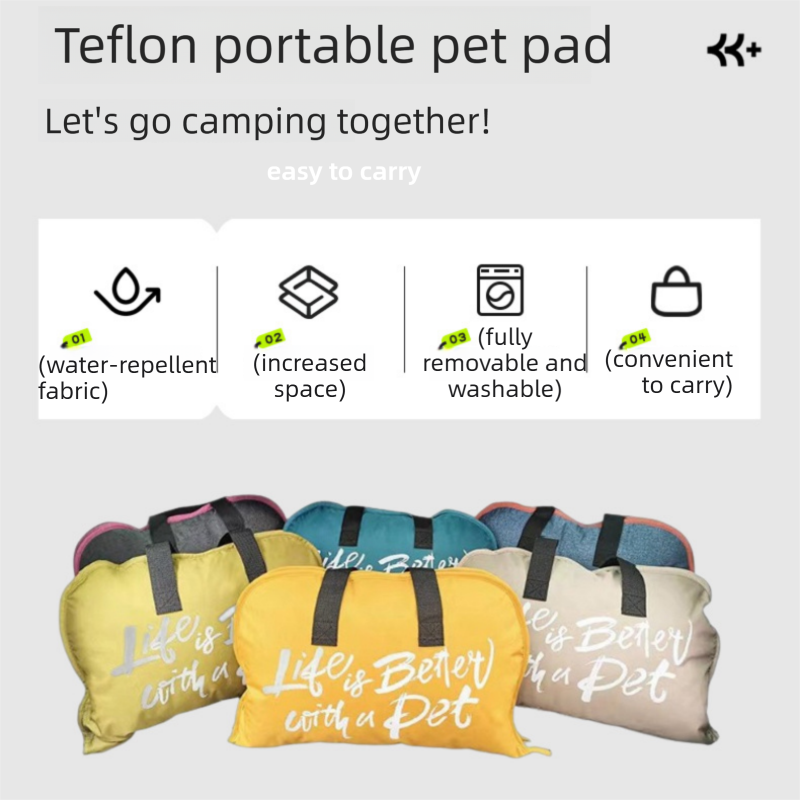 Green S size Portable Foldable Pet Bed Mat โ Waterproof Travel Dog Bed and Cat Cushion with Carry Handles, Removable Washable Cover, Plush Comfort Padding for โ image 6