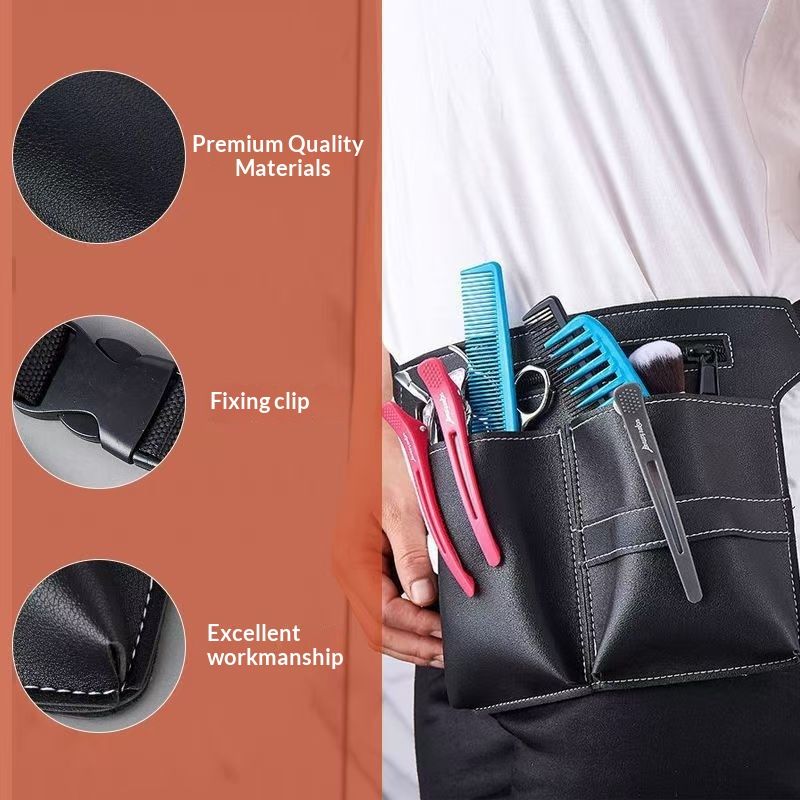 Hairdresser Scissor Bag, Barber Leather Waist Pouch, Professional Hairdressing Tools Storage Holster with Waist Belt, Hair Salon Scissor Storage Waist Bag for — image 3