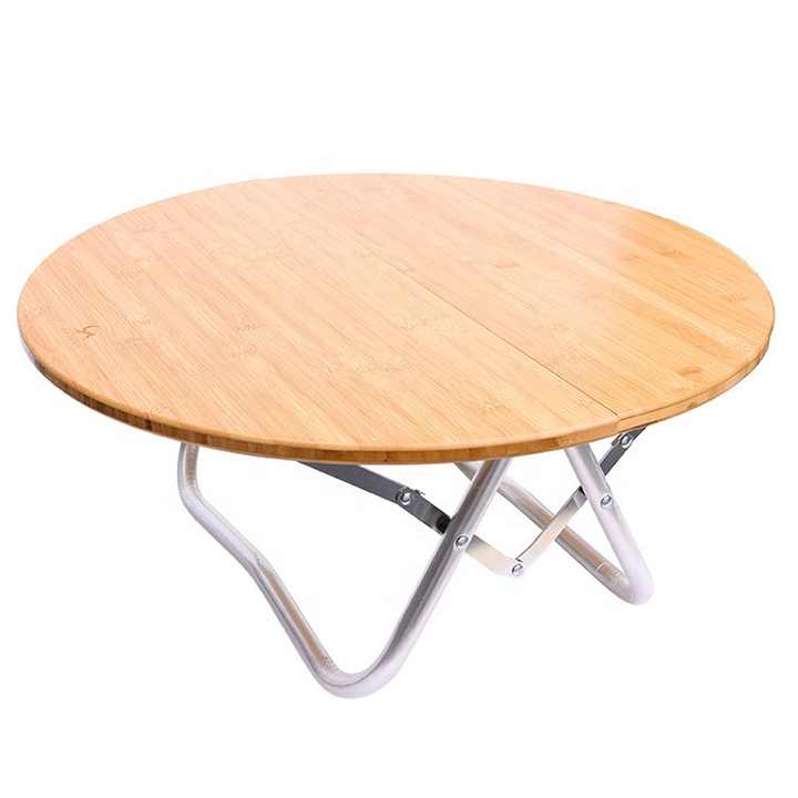 Portable Bamboo Folding Camping Table - Lightweight Round Table with Aluminum Alloy Frame for Outdoor Activities 60*60*27cm — image 2