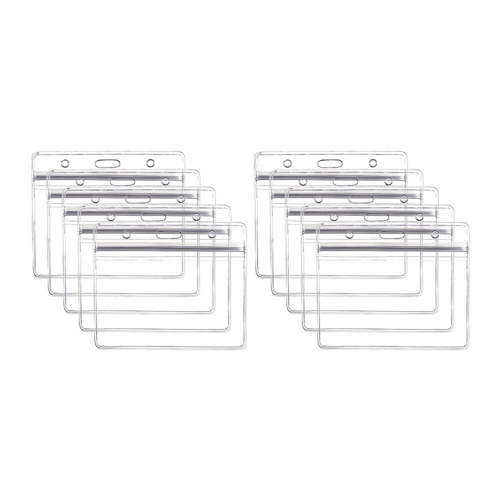 10pcs Transparent Waterproof Business ID Badge Holder for Office School (Horizontal Pattern) 10pcs Transparent โ image 6