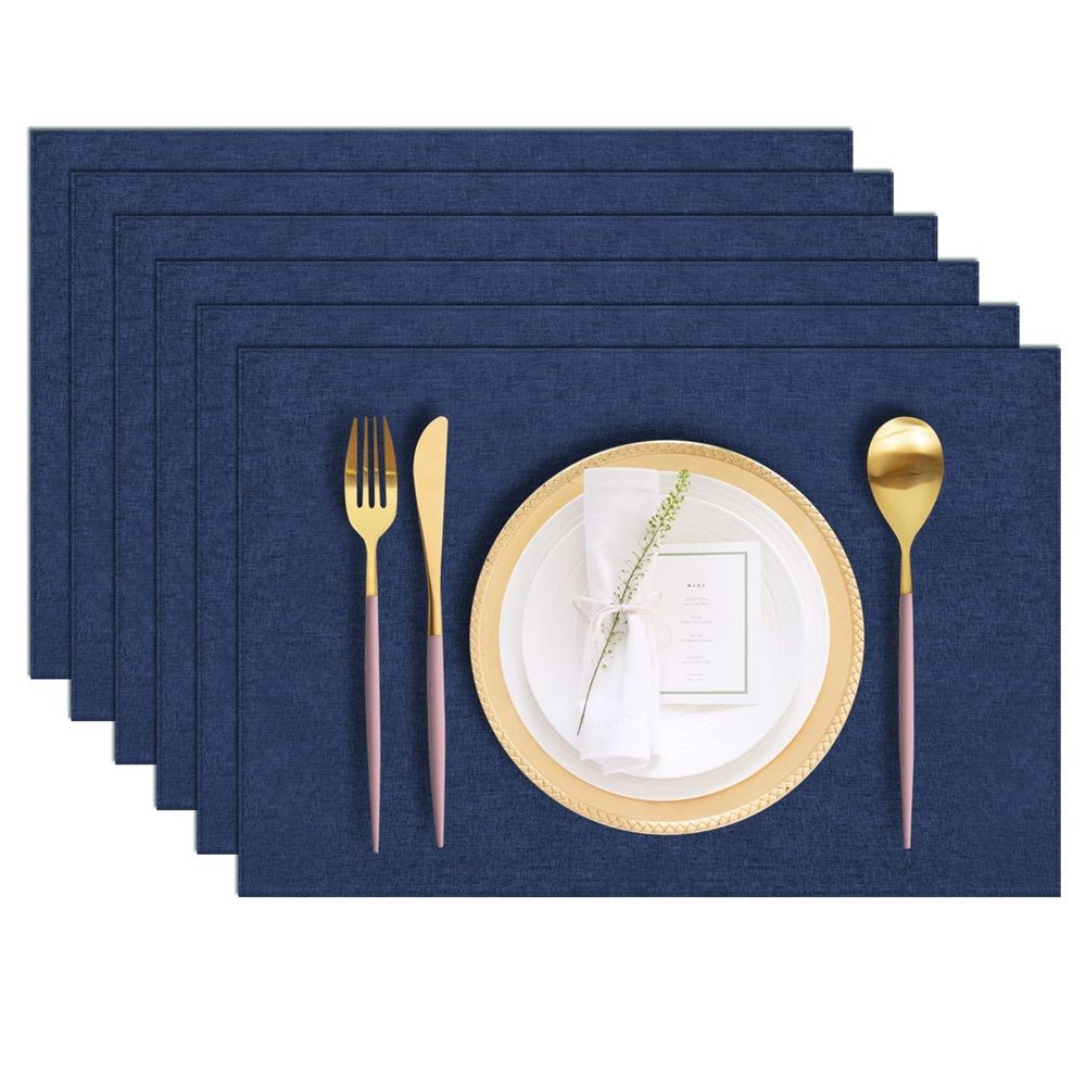 Cloth Placemats Set of 6, Cotton Linen Blend Machine Washable Durable Linen Table Mats, Heat Resistant Placemats Wrinkle Free Place Mats for Dining