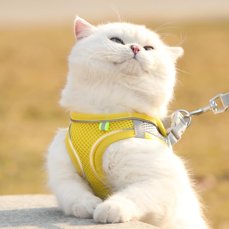Adjustable Cat Harness and Leash Set with Breathable Vest, Soft Escape-Resistant Design for Kittens and Small Dogs, Yellow, Size XS โ image 5
