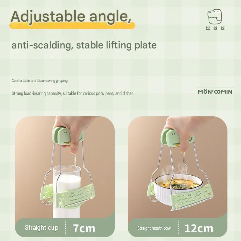 Anti-Scald Dish Lifter and Bowl Gripper Set - Adjustable Silicone Grip Stainless Steel Kitchen Tool for Steamer Oven Microwave Safe Hot Plate Removal — image 6