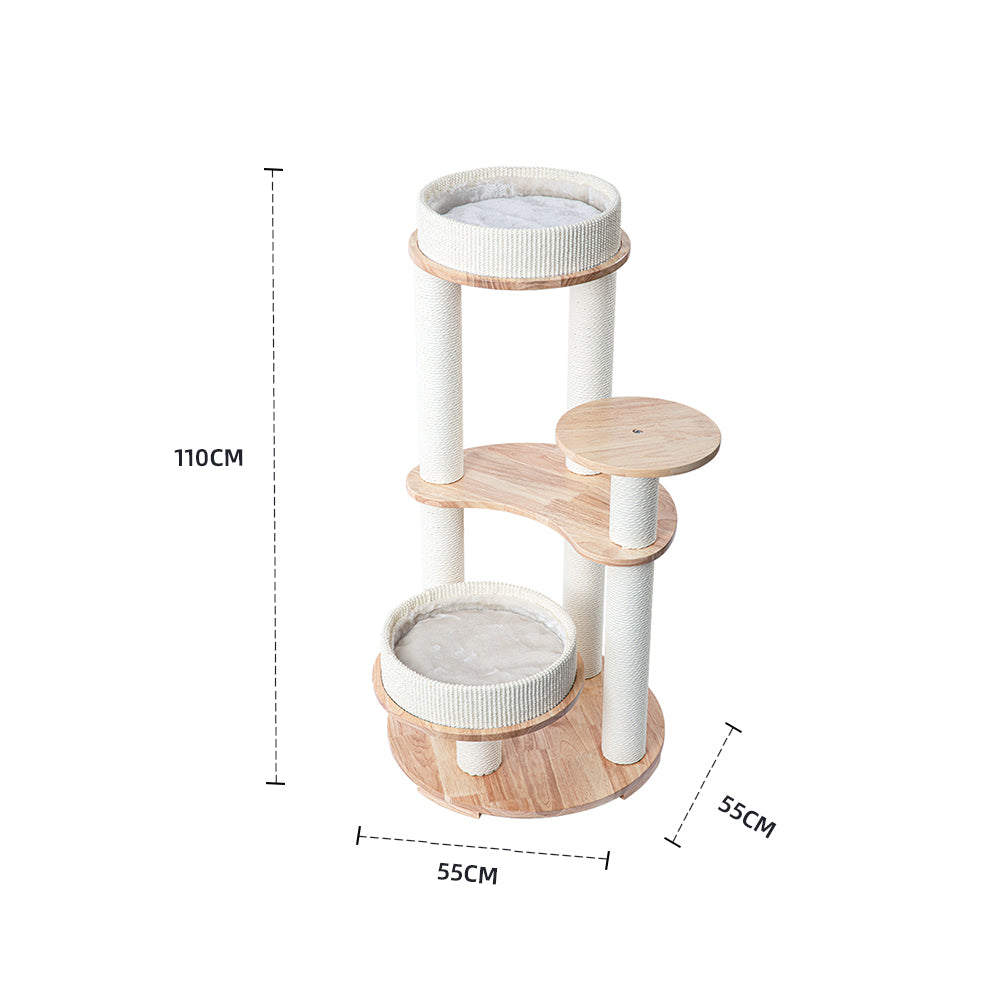 HONEYPOTCAT MZ Simple Joy Wood Cat Tower - Double Delight 110cm โ image 2