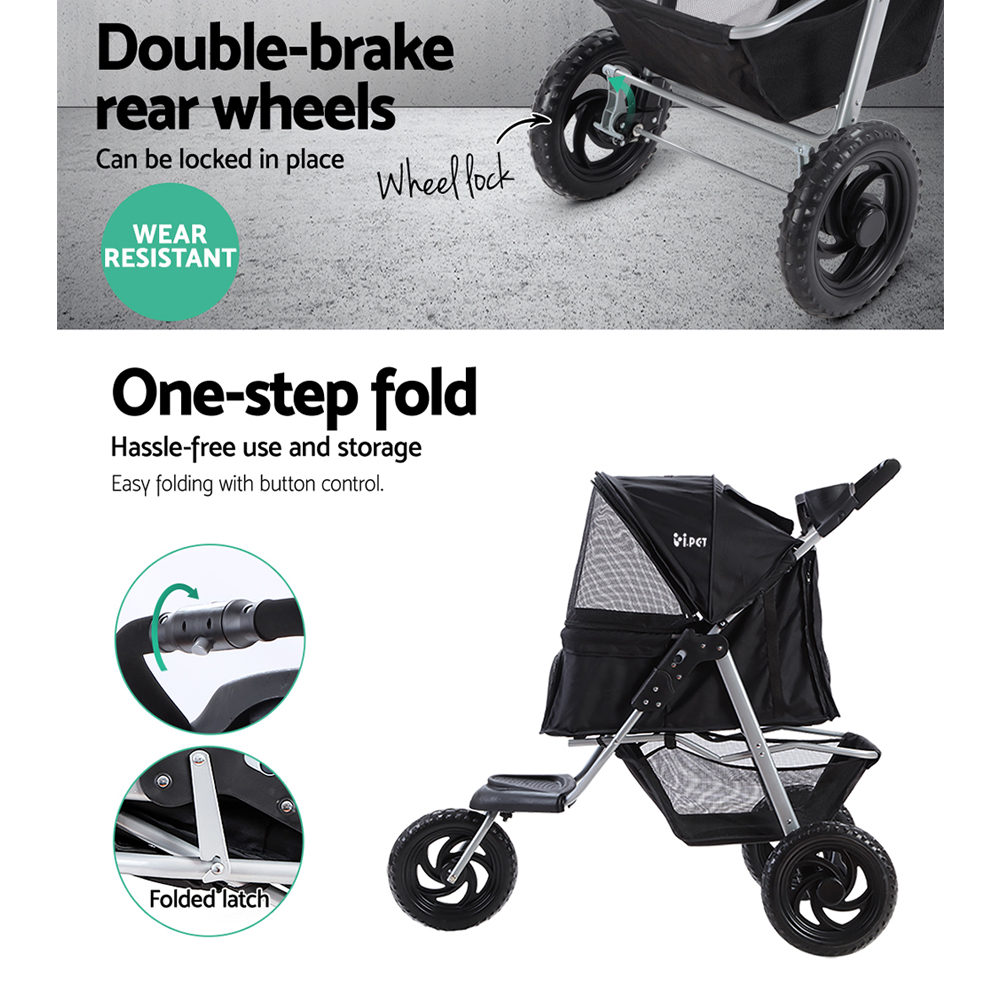 i.Pet Pet Stroller Dog Pram Large Cat Carrier Travel 3 Wheels Foldable Pushchair — image 5